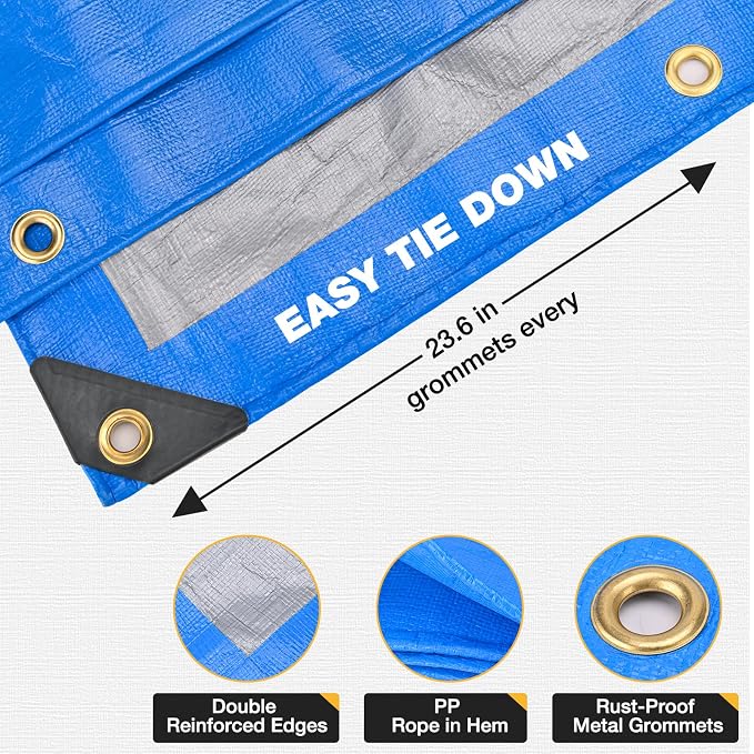 Tarp 16x20 Feet 14 Mil Heavy Duty Waterproof Tarp, Large Multipurpose Cover - Image 4