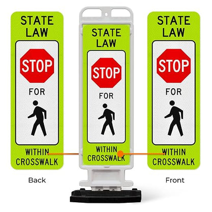 State Law Stop for Pedestrian Within Crosswalk MUTCD R1-6a Sign, Double Sided - Image 5
