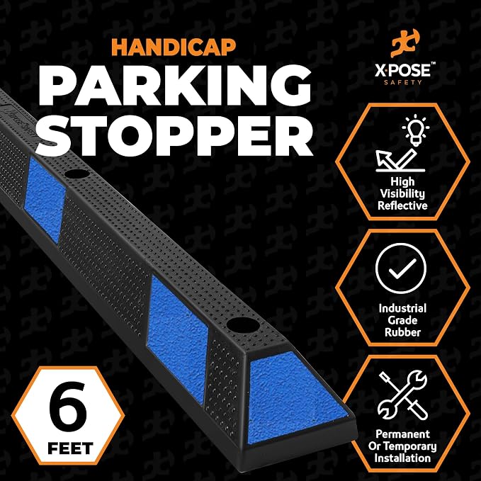 Xpose Safety 72" Heavy Duty Rubber Parking Stopper – Bulk Full Pallet 50 Pack - Image 2
