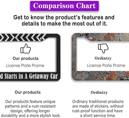 License Plate Frames Black and White Fun License Plate Frame Cover Nothing Good - Image 6