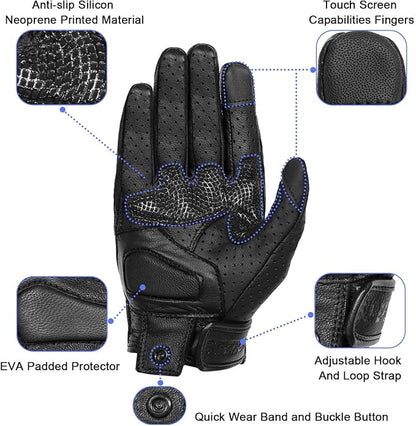 Updated Men’s Motorcycle Gloves Goatskin Leather Anti-Slip Street Bike Gloves - Image 3