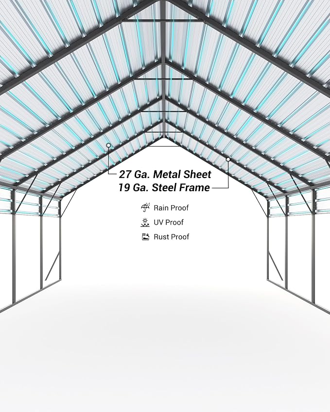 20'x25'x13' Metal Carport for 2 Cars, Heavy Duty Extra Tall Carport for Heavy - Image 7