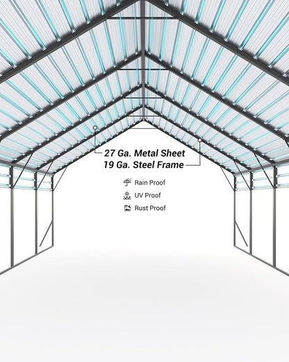 20'x25'x13' Metal Carport for 2 Cars, Heavy Duty Extra Tall Carport for Heavy - Image 7