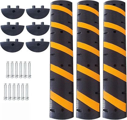 3 PCS 6FT Speed Bumps Wite End for Road, Heavy-Duty 25, 000 Lbs Capacity by GarveeTech