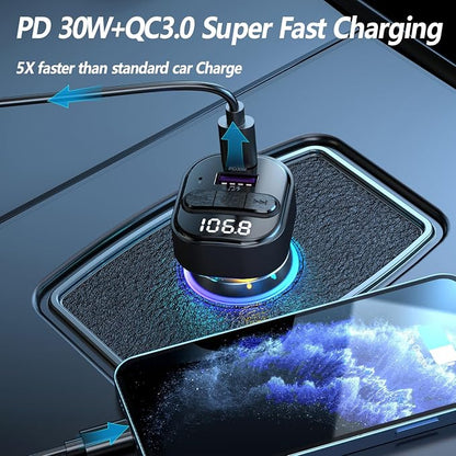 Bluetooth 5.3 FM Transmitter for Car, Wireless FM Radio Transmitter, Support - Image 3