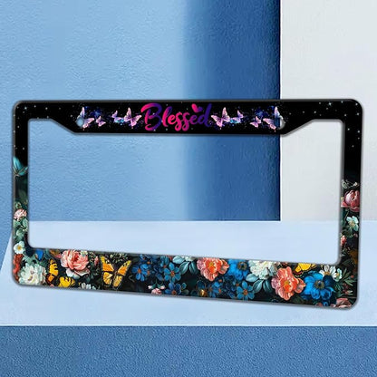 Blessed License Plate Frame Beautiful Butterfly Flowers License Plate Holders - Image 2