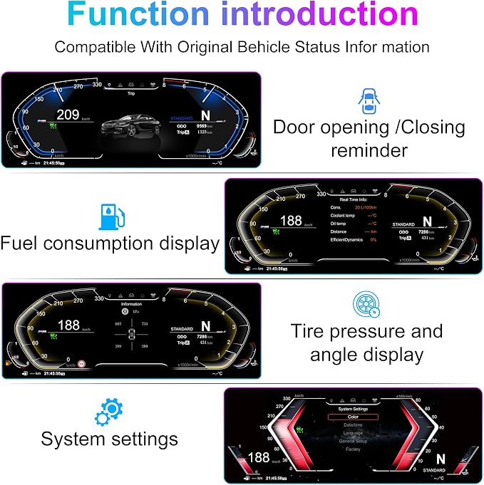 Speedometer Instrument for BMW E60 E61 E63 E64 2003-2009 CCC CIC, 12.3 inch - Image 4