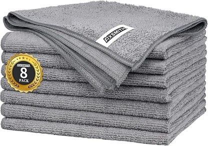 FIXSMITH Grey Microfiber Cleaning Cloth -Pack of 8, Highly Absorbent Cleaning by FIXSMITH