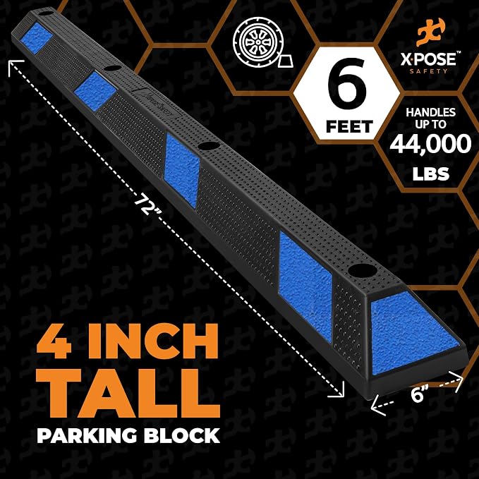 Xpose Safety 72" Heavy Duty Rubber Parking Stopper – Bulk 2 Full Pallets 100 - Image 3