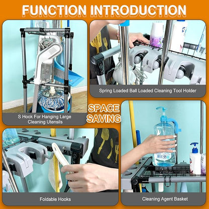 Floor-Standing Multi-Functional Cleaning Tool Organizer storage broom mop and - Image 4