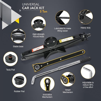 Car Jack Kit with Tesla Pad & Universal Rubber Pad | Scissor Jack - Image 3