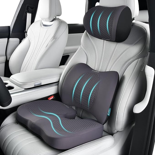 FLORICH 3 PCS Seat Cushion for Carseat Lumbar Support Pillow Car Neck Headrest by FLORICH