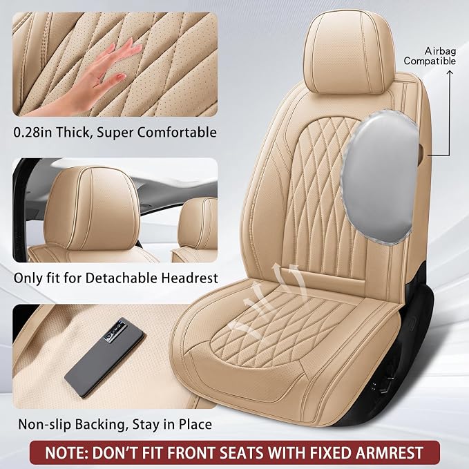 WELLDO Car Seat Covers Full Set, Leather Seat Covers - Image 4