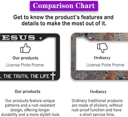 License Plate Frames Black and White Car Plate Frames Jesus The Way The Truth - Image 6