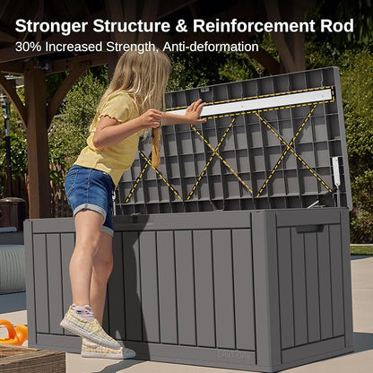 EAST OAK Outdoor Storage Box, 90 Gallon Deck Box, Waterproof Resin Storage Bin - Image 4