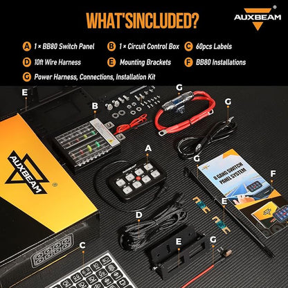 Auxbeam 8 Gang Switch Panel BB80, Universal Circuit Control Relay System Box - Image 7