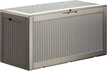 100 Gallon Lockable Resin Deck Box, Waterproof & UV-Resistant Outdoor Storage by Home