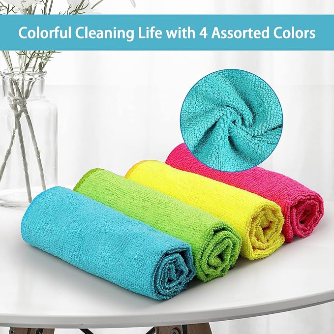 HOMEXCEL Microfiber Cleaning Cloth, 8 Pack Cleaning Rags, Cleaning Towels - Image 3