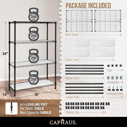 CAPHAUS NSF Adjustable Height Wire Shelving Unit w/Liner, Basement Storage - Image 3