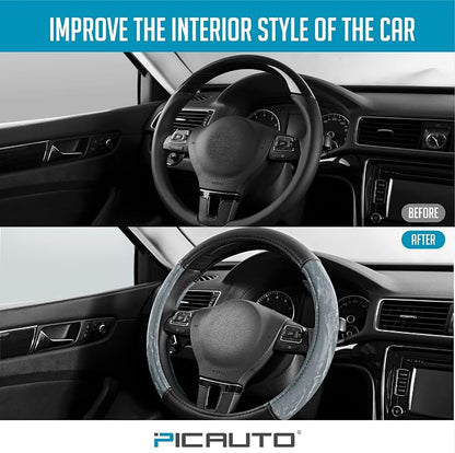 PIC AUTO Steering Wheel Cover, Silk Grain Leather Car Steering Wheel Protector - Image 5