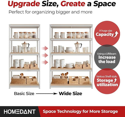 HOMEDANT White 5 Tier Laminated Boltless Heavy Duty Garage Storage Adjustable - Image 9