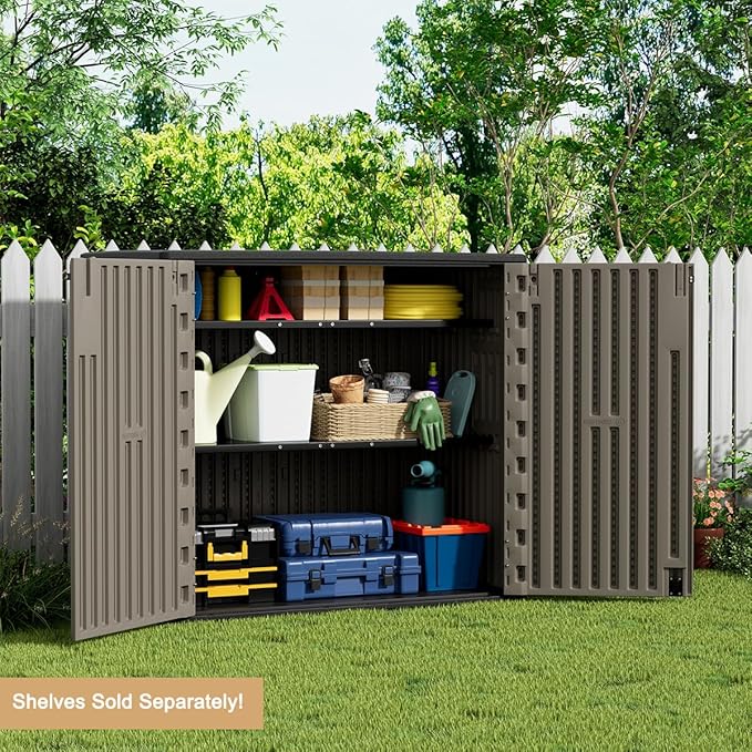 KINYING Outdoor Horizontal Storage Sheds, Outdoor Storage Cabinet Waterproof - Image 6