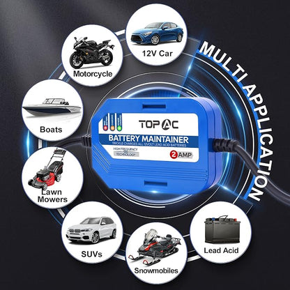 2 Amp Car Battery Charger, 12V Smart Fully Automatic Battery Charger Maintainer - Image 6