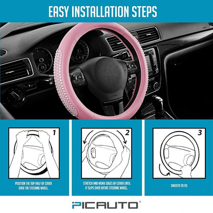 PIC AUTO Gel Particles Steering Wheel Cover, Universal Fit 14.5"-15.5" - Image 7
