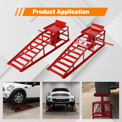 2 Pack Hydraulic Car Ramps 10, 000lbs/5T Capacity Low Profile Car Lift Service - Image 4
