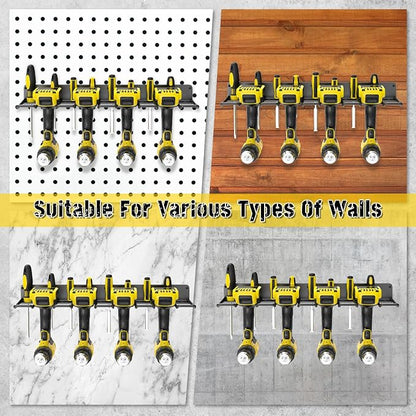 Power Tool Organizer, Drill Holder Wall Mount, 4 Cordless Drill Racks, Heavy - Image 7