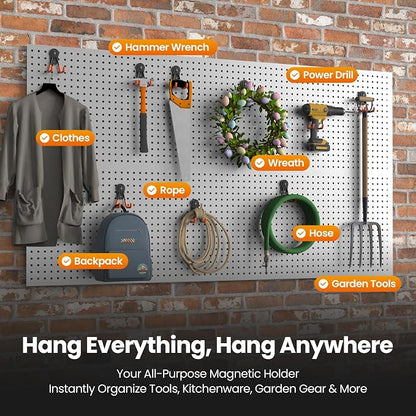 8 Pack Large Heavy Duty Magnetic Hook Extra Strong Magnetic Garage Hooks Big - Image 3