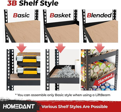 HOMEDANT 5 Tier Laminated Boltless Heavy Duty Garage Storage Adjustable Wide - Image 4