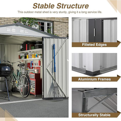 8x6 FT Outdoor Metal Storage Shed - Image 3