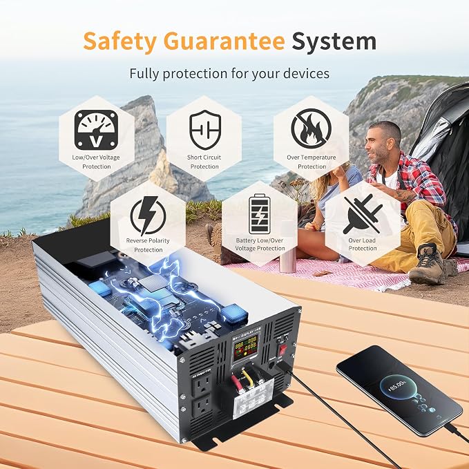 4000 Watt Pure Sine Wave Power Inverter DC 12V to 110V/120V AC Converter - Image 4