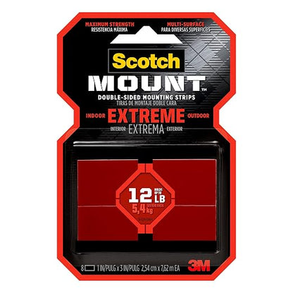 Scotch Extreme Mounting Strips, Double-Sided Heavy Duty Tape, 8 Strips by Scotch-Mount