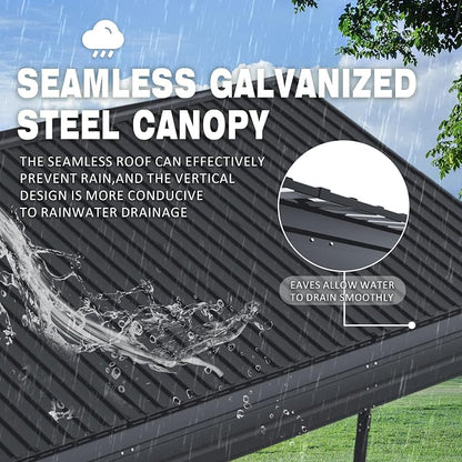 12x20x8.7 FT Carport with Galvanized Steel Roof, Heavy Duty Metal Carport Canopy - Image 3