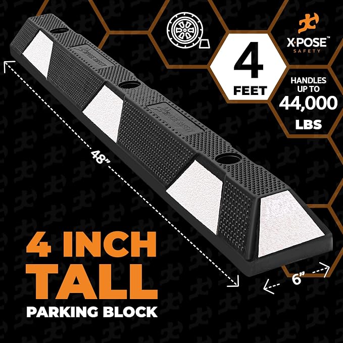 Xpose Safety 48" Heavy Duty Rubber Parking Stopper – Bulk Half Pallet 24 Pack - Image 3