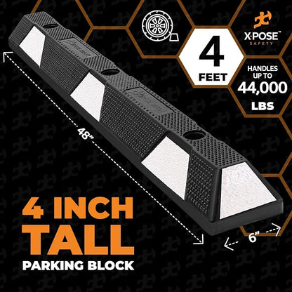 Xpose Safety 48" Heavy Duty Rubber Parking Stopper – 10 Pack Wheel Blocks - Image 3