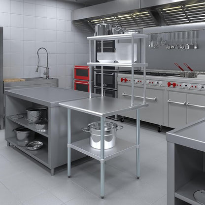 Amgood Stainless Steel Work Table Double Tier Overshelf | Metal Kitchen Prep - Image 5