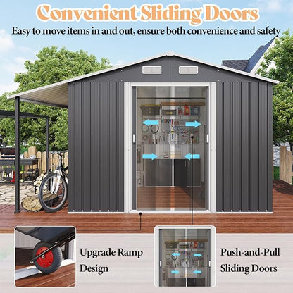 AMERLIFE 10.6x10.3x6.3 FT Galvanized Metal Storage Shed - Image 5