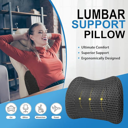 Mesh Memory Foam Lumbar Cushion Offers Comfortable Back Support and Pain Relief - Image 2