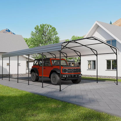 EBE 13' x 25' Metal Carport, Outdoor Steel Carport Canopy by EBE