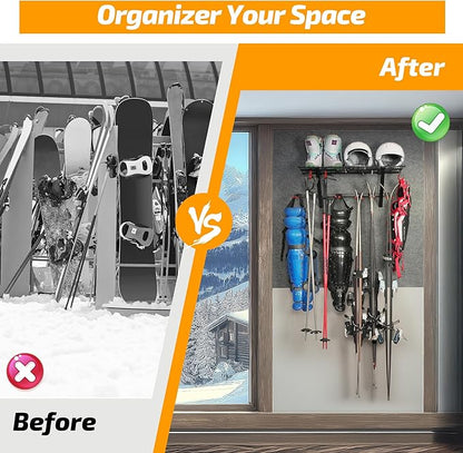 PLKOW Wall-Mounted Ski Rack, Skis Storage Rack - Image 9