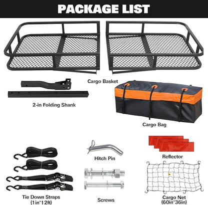 WEIZE Folding Hitch Mount Cargo Carrier 60" x 20" x 6", 500 lbs Capacity Hitch - Image 2