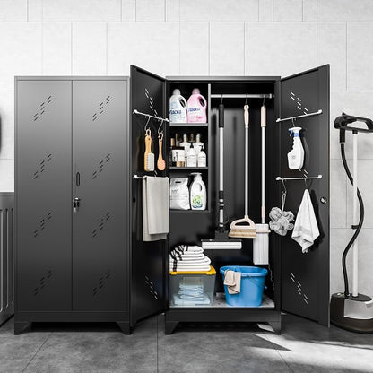 Metal Garage Storage Cabinet, 75” Cleaning Tool Cabinet - Image 2