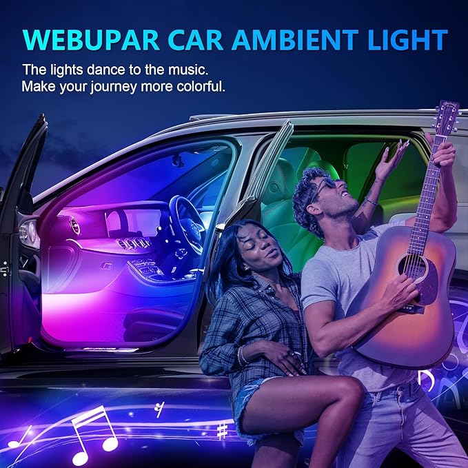WEBUPAR Dreamcolor Acrylic Interior Car Lights - 18 in 1 RGB LED Strip Lights - Image 6