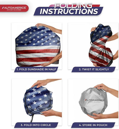 Autoamerics 1-Piece Windshield Sun Shade Grunge American Flag - Image 8