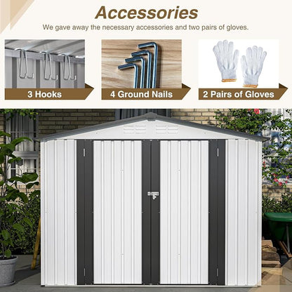 8x6 FT Outdoor Metal Storage Shed - Image 7
