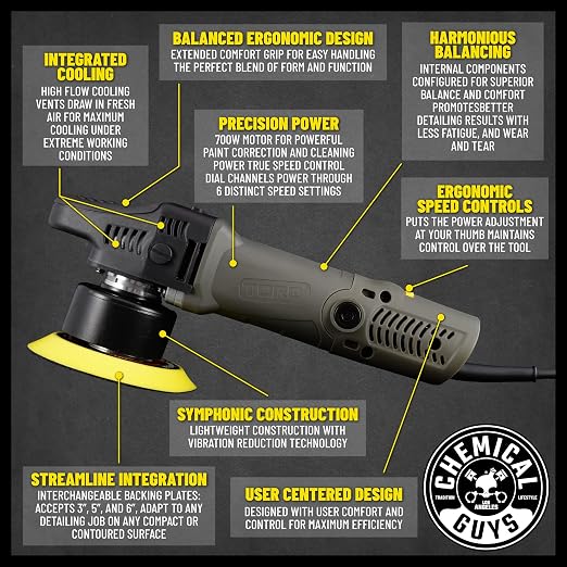 Chemical Guys BUF612 TORQX Random Orbital Polisher, One-Step Scratch & Swirl - Image 2