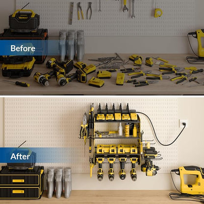 Power Tool Organizer with Charging Station, 4 Layers Garage Storage Rack with 6 - Image 6